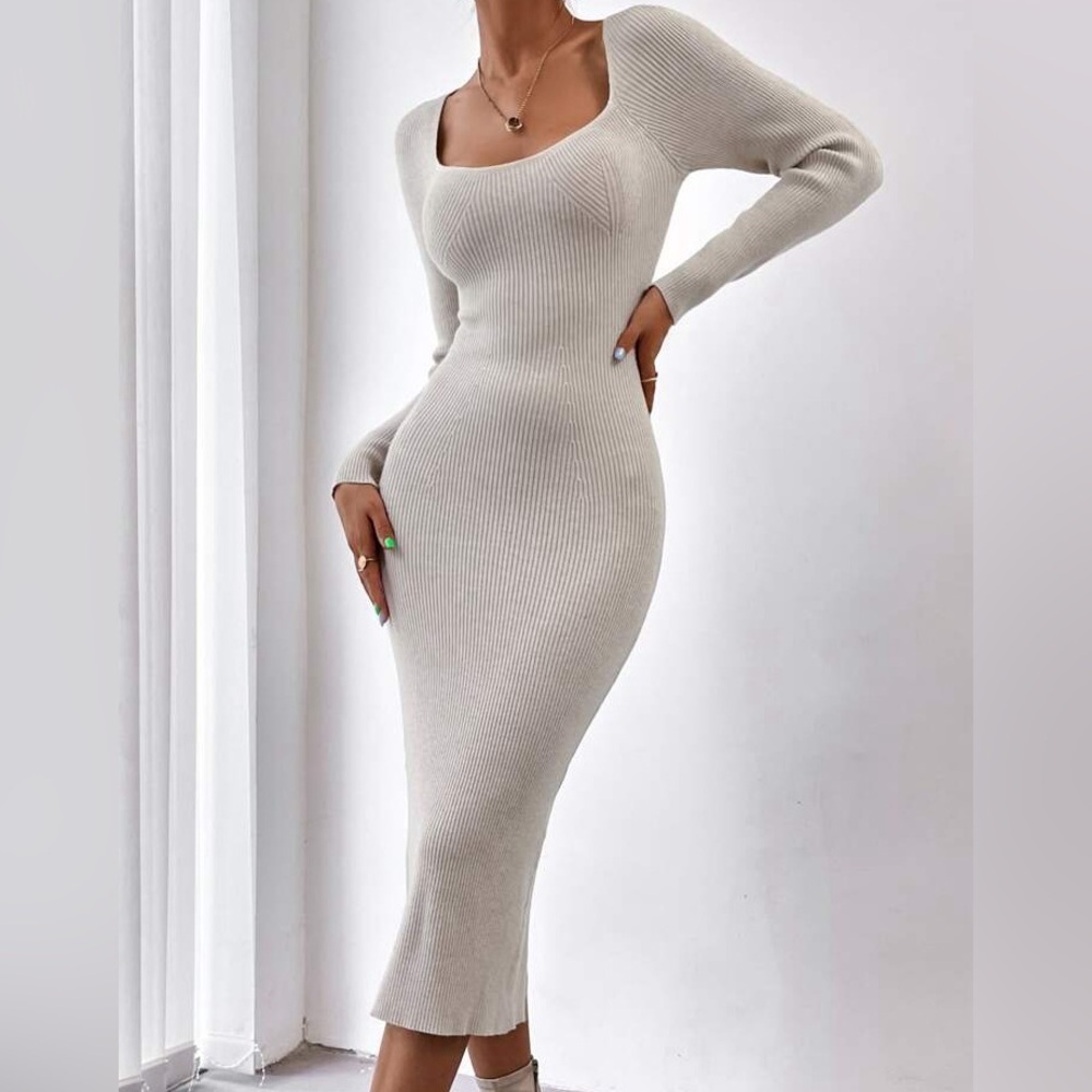 Long sleeve knit sweater dress